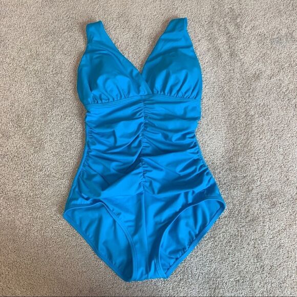 JANTZEN Blue one piece swimwear swimsuit Sz 8 - Picture 10 of 11